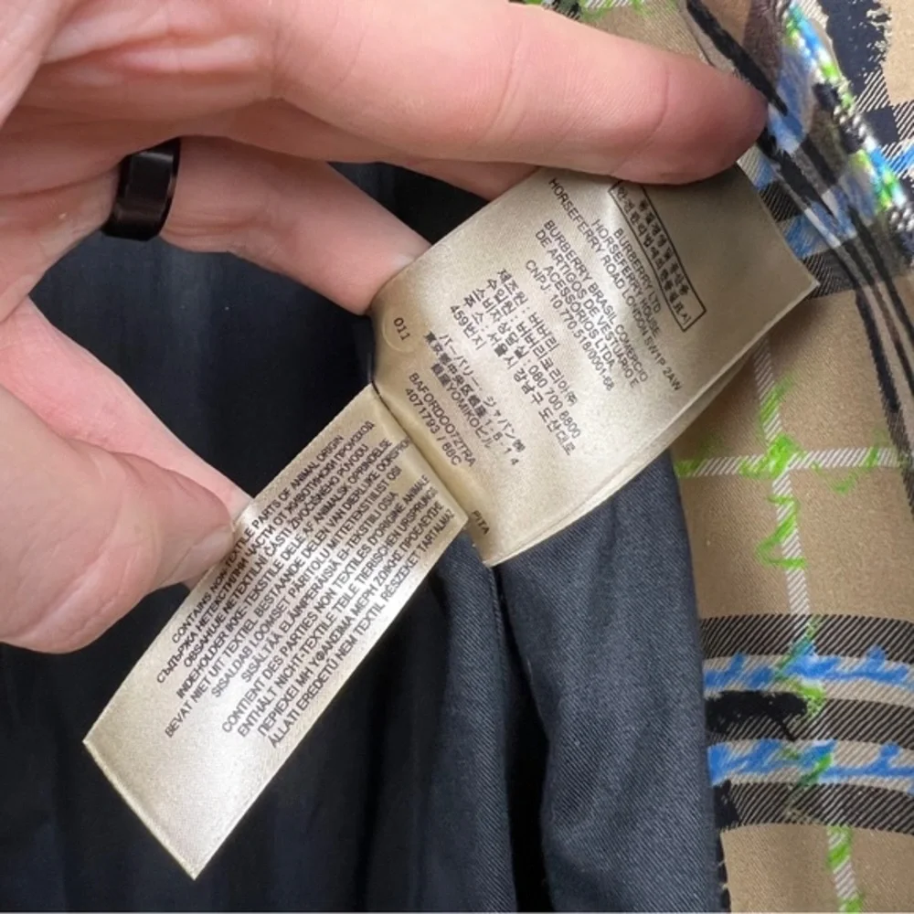 Burberry Calderbrook Scribble Printed Nova Check Long Car Coat Trench - Picture 12 of 13